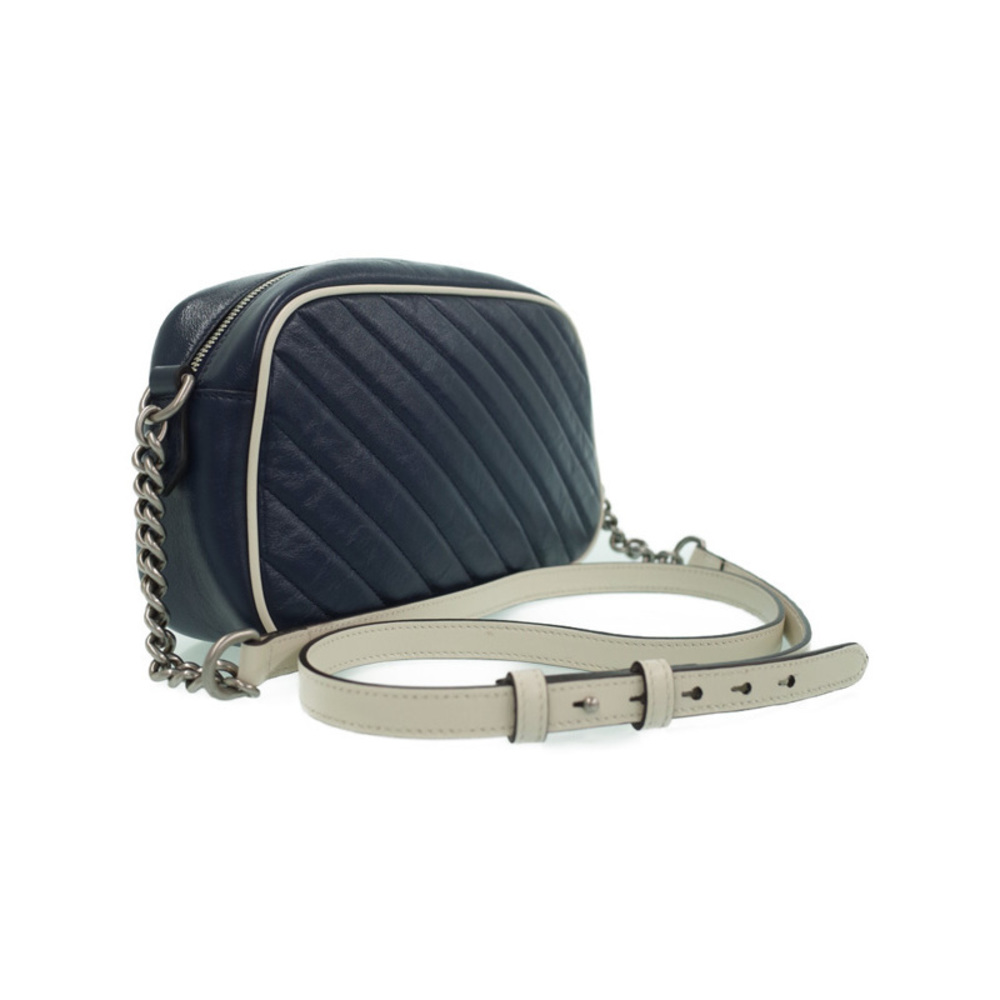 Gucci GG Marmont Quilted Small Shoulder Bag Navy x White - Picture 2 of 9